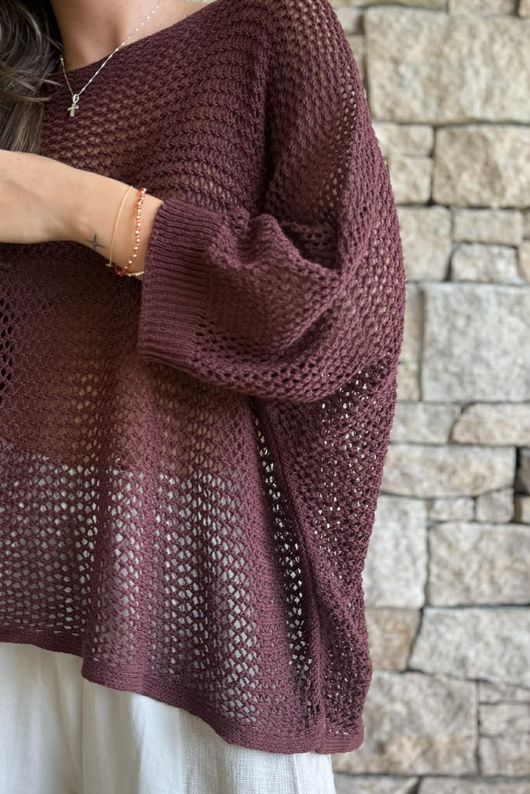 Conrad Grunge Loose Cotton Knit Merlot
